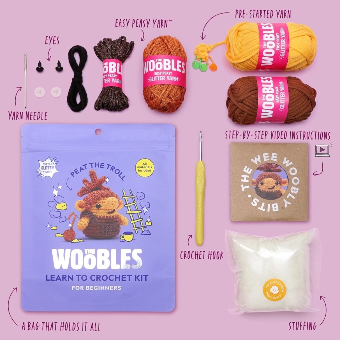 Peat the Troll Crochet Kit