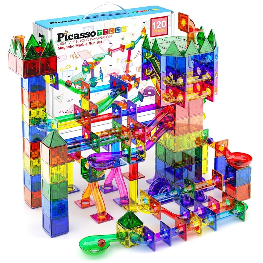 PicassoTiles 120pc Magnetic Marble Run Set