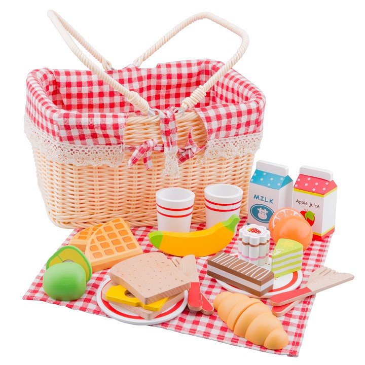 Wooden Picnic Basket Play Set
