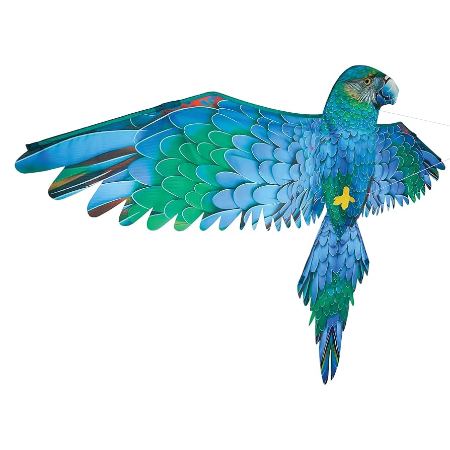 3D Blue Parrot Kite (HUGE at 70" Wide)