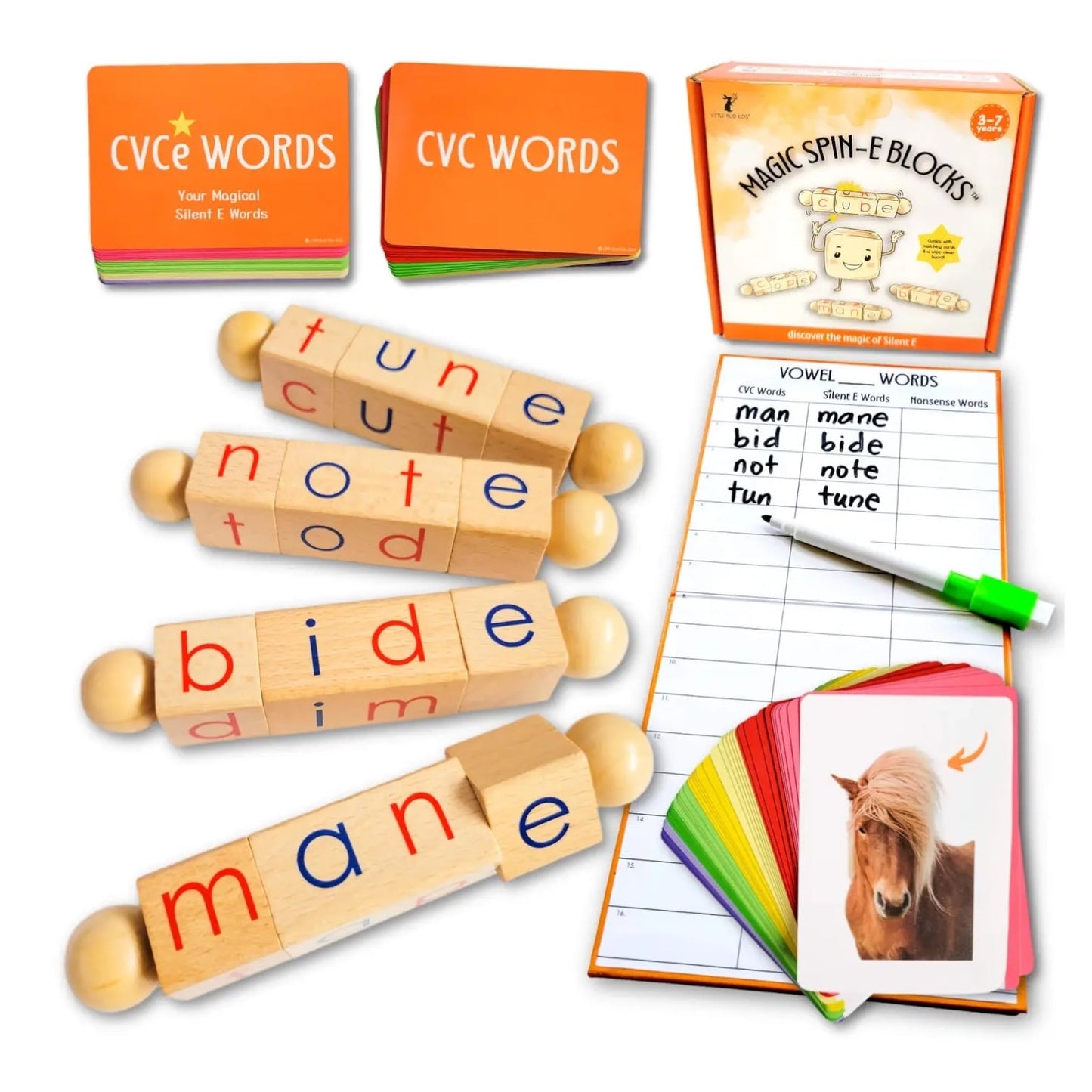 Magic Spin-E Blocks (Silent E Phonics Toy)