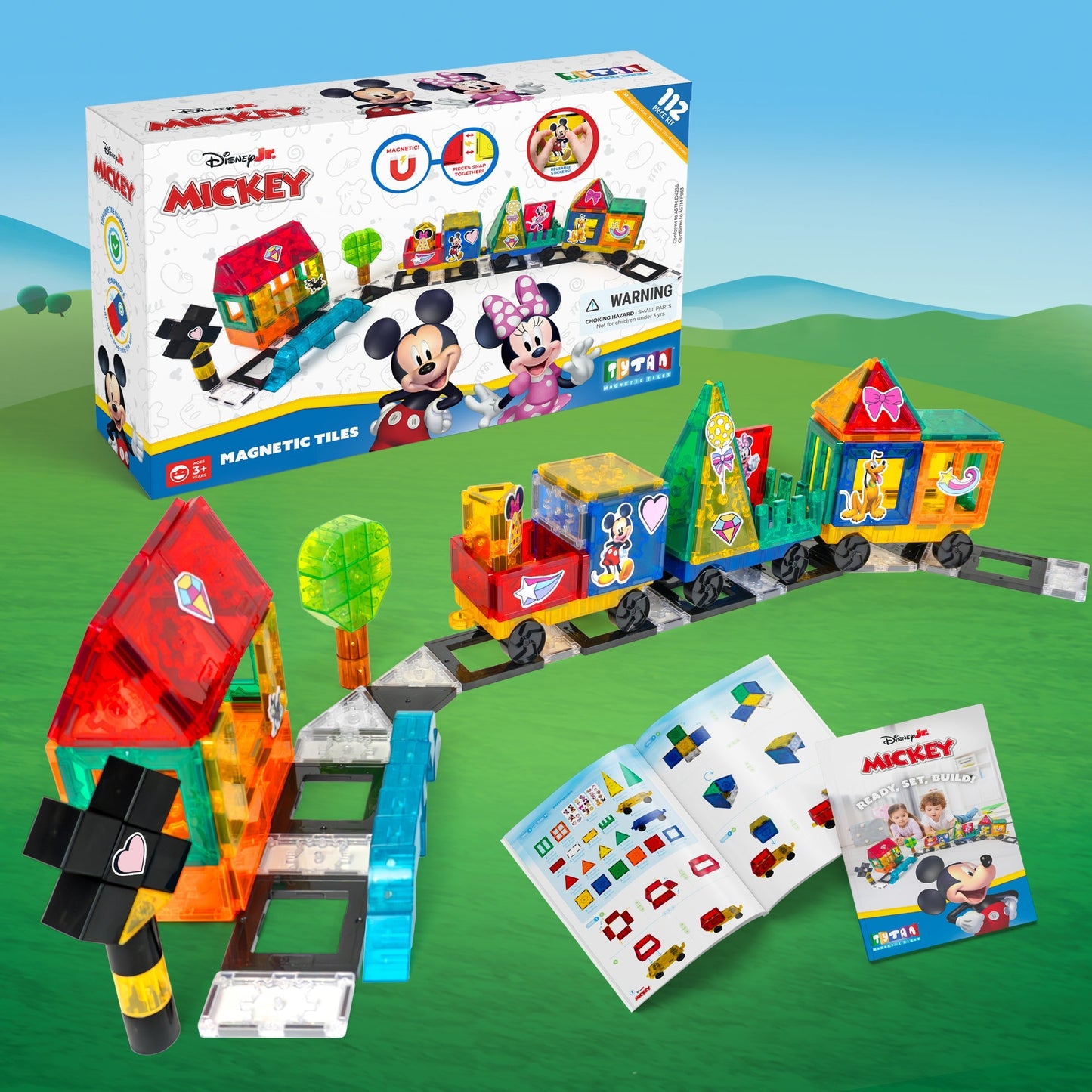 Mickey Mouse Train Magnetic Tile Set  (112 Pieces)