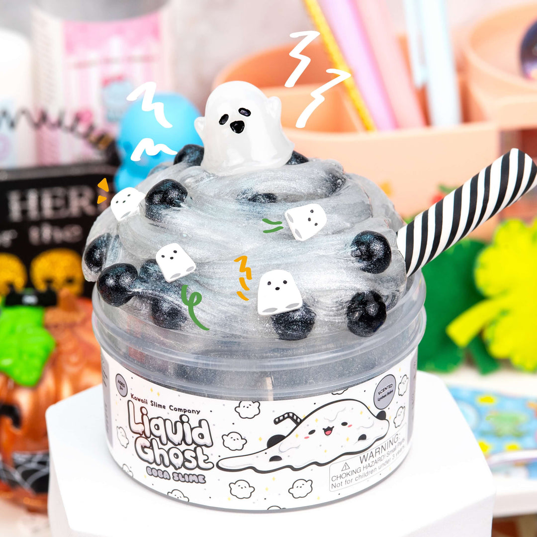 Liquid Ghost Boba Clear Slime